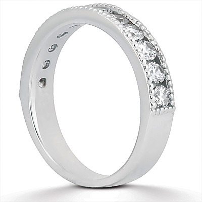 Round Cut Channel Set Milgrain Edge Diamond Bridal Ring (0.60 t.c.w.) - view 2