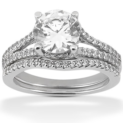 Split Shank Trellis Diamond Bridal Ring (0.33 t.c.w.) - view 2