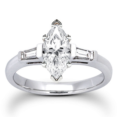 Baguette Cut Bar Set Diamond Bridal Ring (0.16 ct.tw.) - view 14