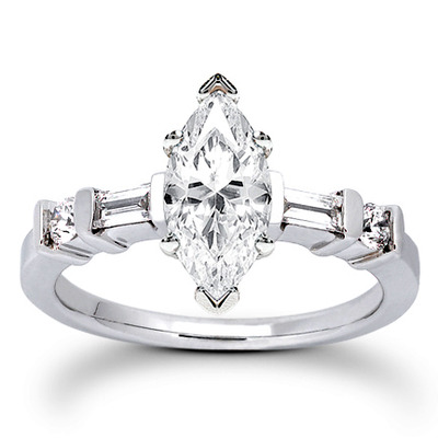 Multi-Shape Bar Set Diamond Bridal Ring (0.36 ct.tw.) - view 9