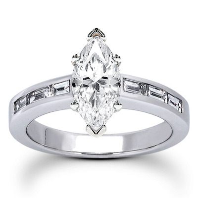 0.42 ct. t.w. Baguette Cut Channel Set Diamond Bridal Ring - view 13