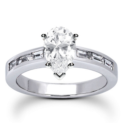 0.42 ct. t.w. Baguette Cut Channel Set Diamond Bridal Ring - view 11