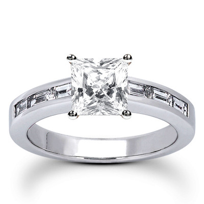 0.42 ct. t.w. Baguette Cut Channel Set Diamond Bridal Ring - view 10