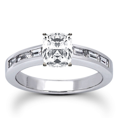 0.42 ct. t.w. Baguette Cut Channel Set Diamond Bridal Ring - view 9