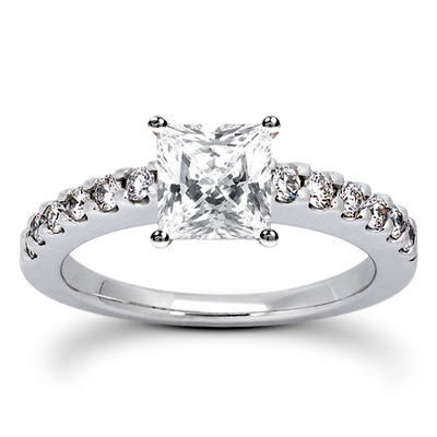 Round Cut Shared Prong Set Diamond Bridal Ring (0.36 ct.tw.) - view 10