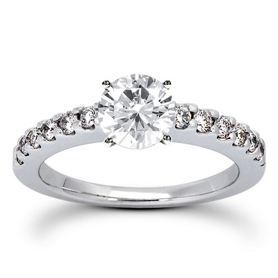 Round Cut Shared Prong Set Diamond Bridal Ring (0.36 ct.tw.) - view 8