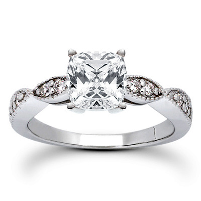 Contemporary Design Round Cut Prong Set Diamond Bridal Ring (0.20 ct. tw.) - view 1