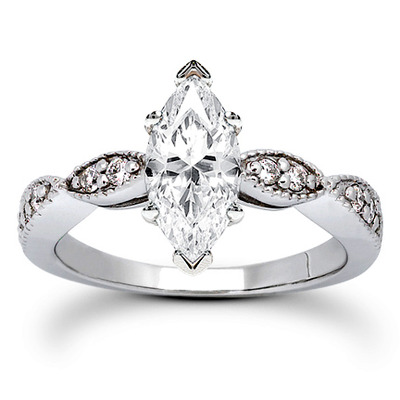 Contemporary Design Round Cut Prong Set Diamond Bridal Ring (0.20 ct. tw.) - view 10