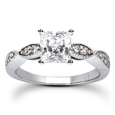 Contemporary Design Round Cut Prong Set Diamond Bridal Ring (0.20 ct. tw.) - view 7