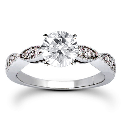 Contemporary Design Round Cut Prong Set Diamond Bridal Ring (0.20 ct. tw.) - view 5