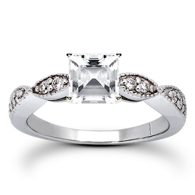 Contemporary Design Round Cut Prong Set Diamond Bridal Ring (0.20 ct. tw.) - view 4