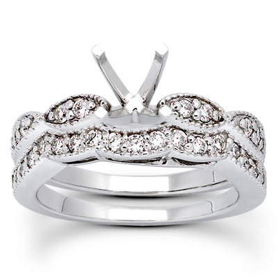 Contemporary Design Round Cut Prong Set Diamond Bridal Ring (0.20 ct. tw.) - view 3