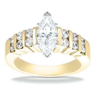 Bar Set Diamond Engagement Ring (0.48 t.c.w.) - view 8