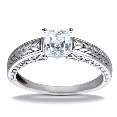 Prong Set Solitaire Antique Diamond Engagement Ring - view 10