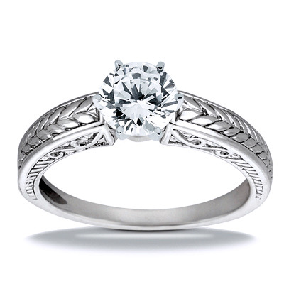 Prong Set Solitaire Antique Diamond Engagement Ring - view 8