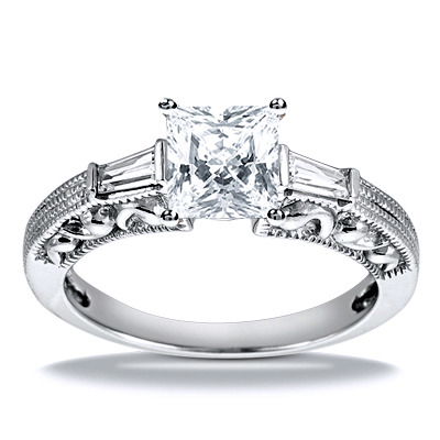 Three Stone Baguette Diamond Engagement Ring (0.16 ct. t.w.) - view 16