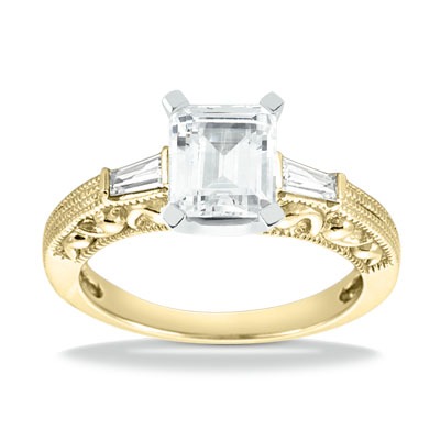 Three Stone Baguette Diamond Engagement Ring (0.16 ct. t.w.) - view 10