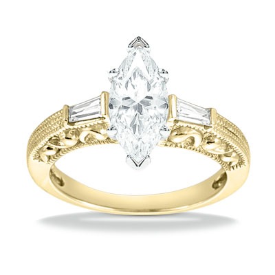 Three Stone Baguette Diamond Engagement Ring (0.16 ct. t.w.) - view 8