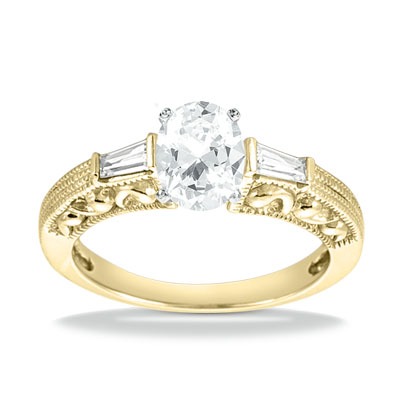 Three Stone Baguette Diamond Engagement Ring (0.16 ct. t.w.) - view 7