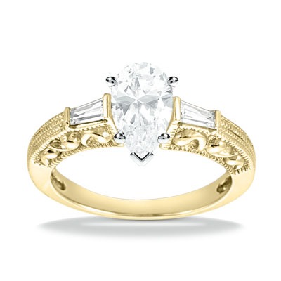 Three Stone Baguette Diamond Engagement Ring (0.16 ct. t.w.) - view 6