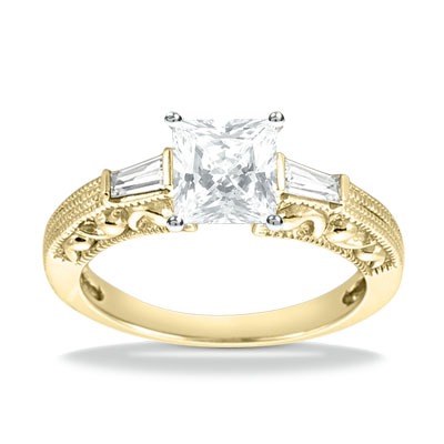 Three Stone Baguette Diamond Engagement Ring (0.16 ct. t.w.) - view 5