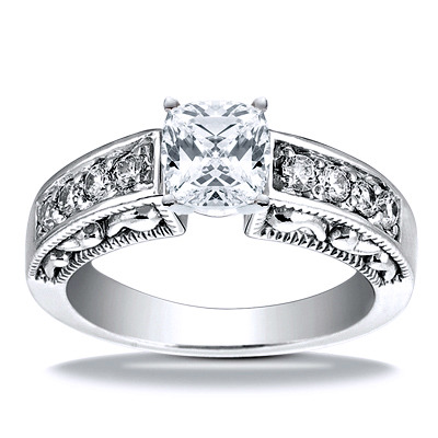 Engraved Antique Diamond Engagement Ring - view 22