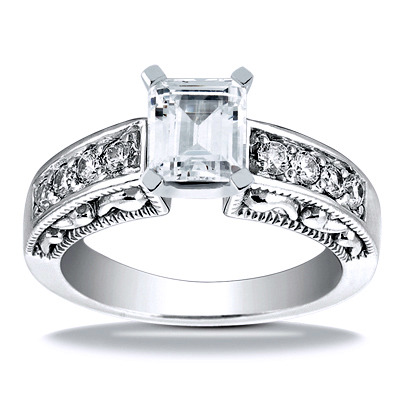 Engraved Antique Diamond Engagement Ring - view 21