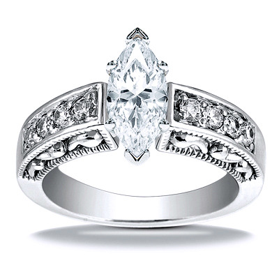 Engraved Antique Diamond Engagement Ring - view 19