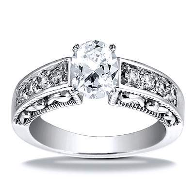 Engraved Antique Diamond Engagement Ring - view 18