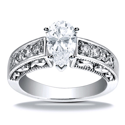 Engraved Antique Diamond Engagement Ring - view 17