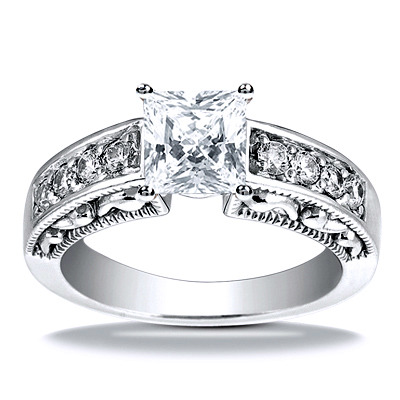 Engraved Antique Diamond Engagement Ring - view 16