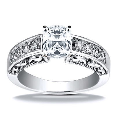 Engraved Antique Diamond Engagement Ring - view 15