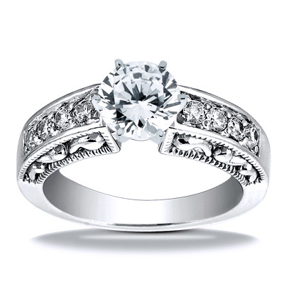 Engraved Antique Diamond Engagement Ring - view 14