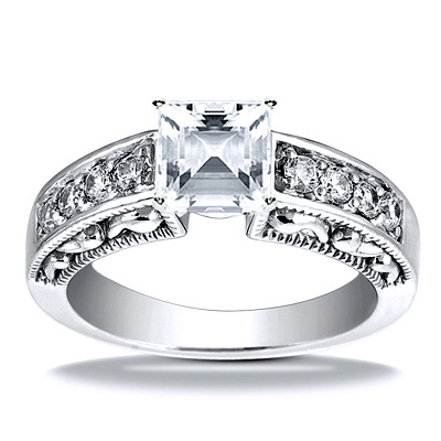 Engraved Antique Diamond Engagement Ring - view 13