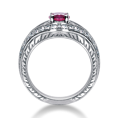 Diamond and Pink Sapphire Ring (1/3  ct.tw.) - view 2