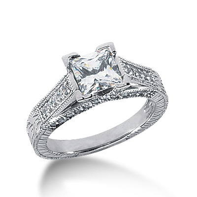 Pave Set Antique Diamond Engagement Ring(0.42ct. tw.) - view 3